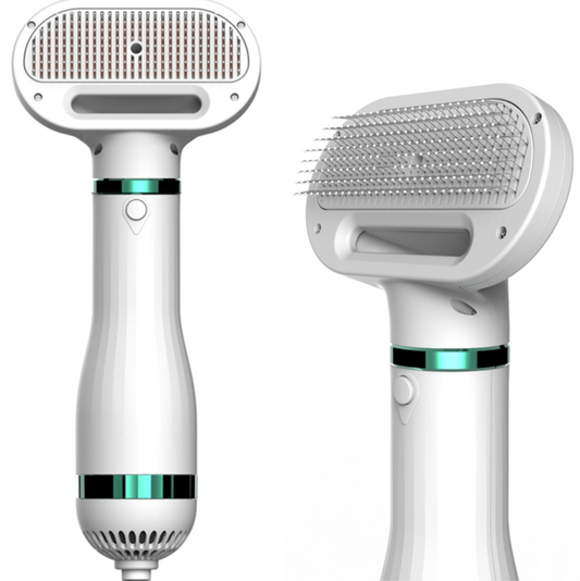 Portable 2-in-1 dog hair dryer and grooming comb
