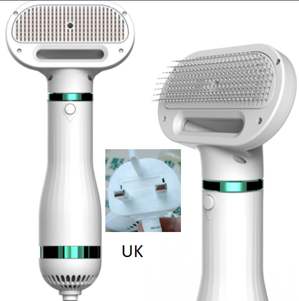 Portable 2-in-1 dog hair dryer and grooming comb