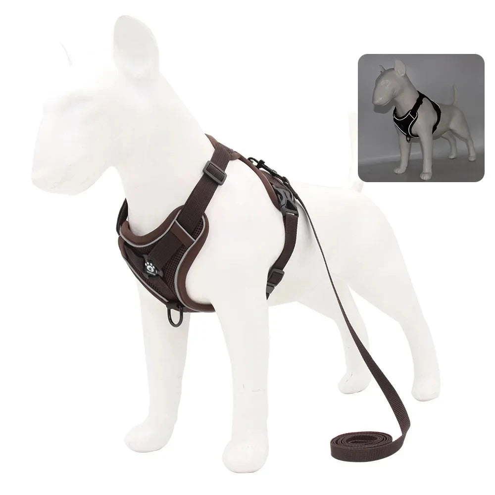 Dog Harness with 1.5M Traction Leash Set No Pull Dog Vest Strap Adjustable Reflective Breathable Harness for Dogs Puppy and Cats
