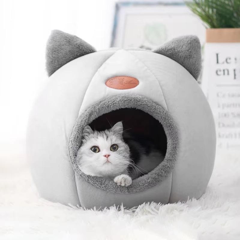 Winter Cozy Cave Nest for Cats and Small Dogs - Deep Sleep Comfort Indoor Mat Basket