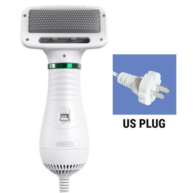 Portable 2-in-1 dog hair dryer and grooming comb