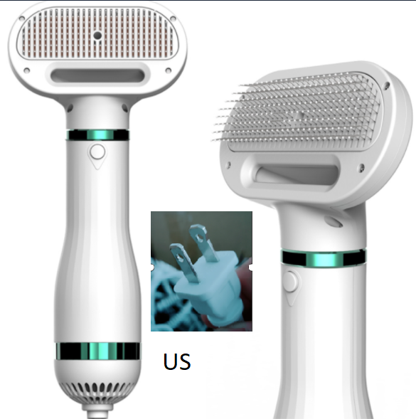 Portable 2-in-1 dog hair dryer and grooming comb