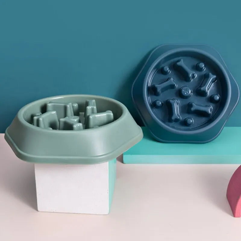 Slow feeder pet bowl with maze-style ridges