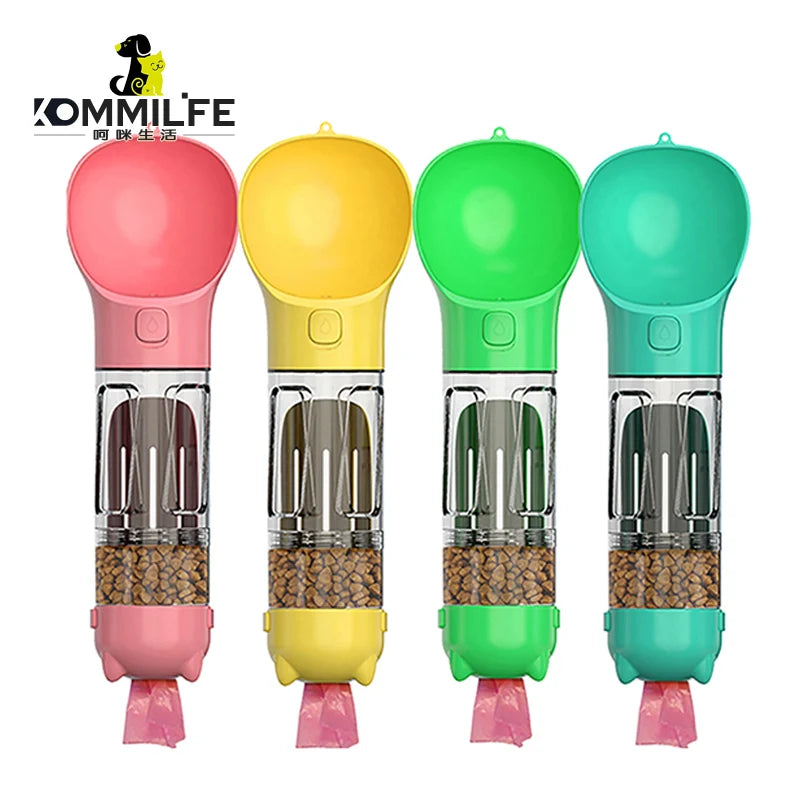 3-in-1 Multifunctional Portable Pet Water Bottle and Food Feeder with Leak-Proof Poop Dispenser