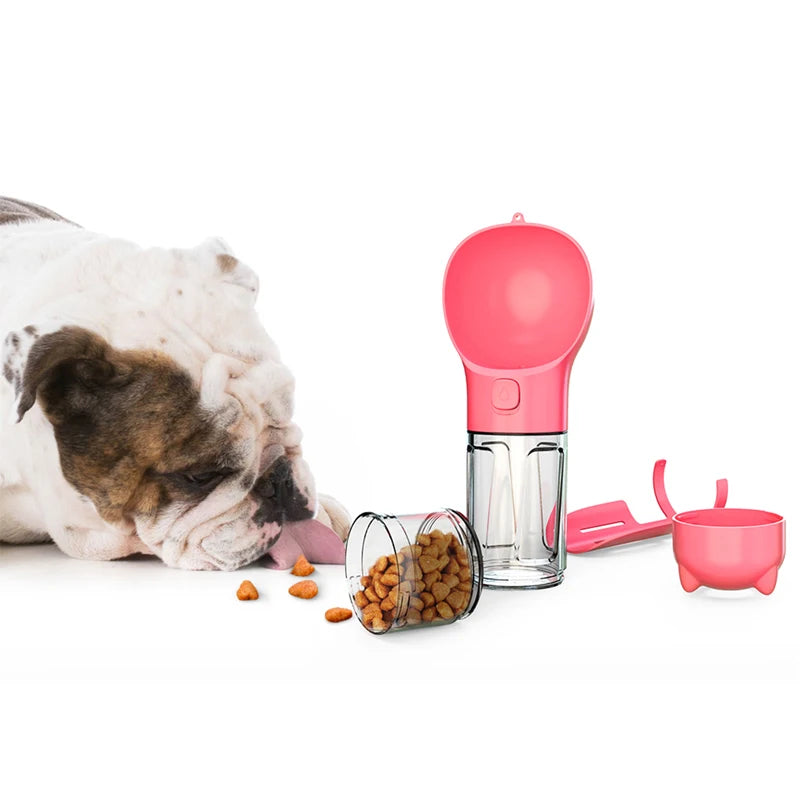 3-in-1 Multifunctional Portable Pet Water Bottle and Food Feeder with Leak-Proof Poop Dispenser