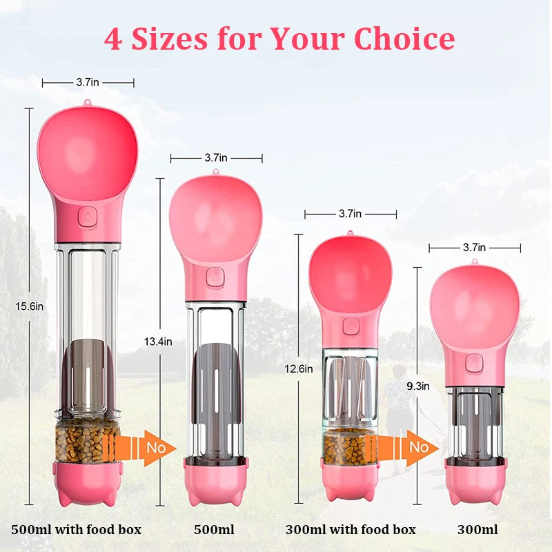 3-in-1 Multifunctional Portable Pet Water Bottle and Food Feeder with Leak-Proof Poop Dispenser