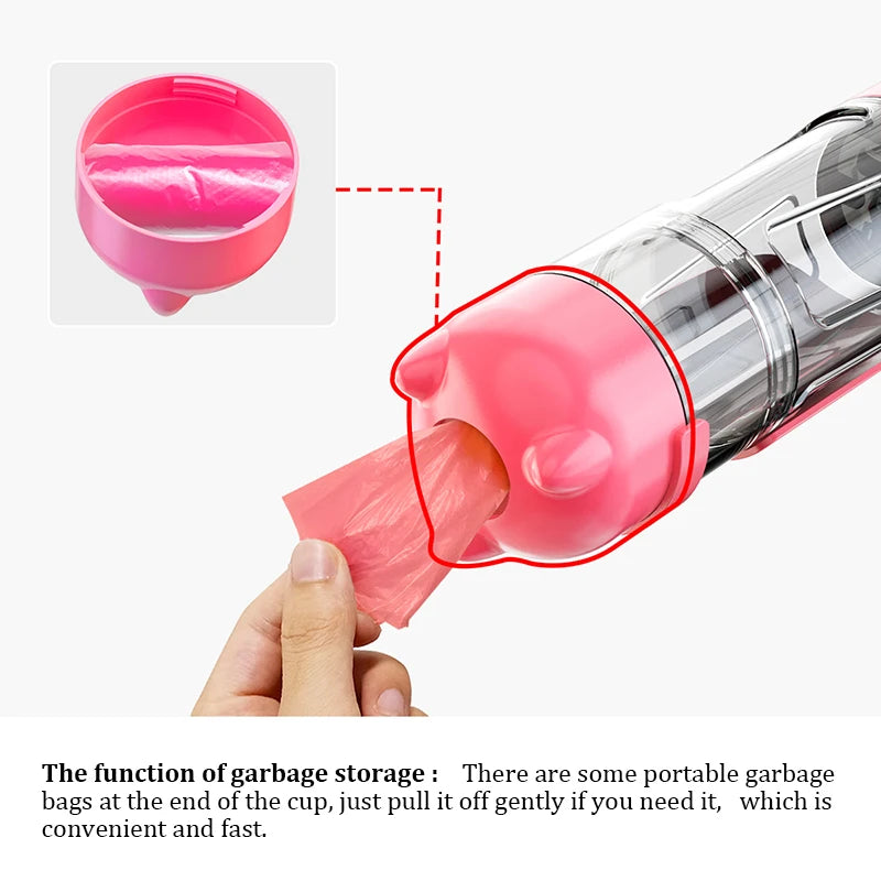 3-in-1 Multifunctional Portable Pet Water Bottle and Food Feeder with Leak-Proof Poop Dispenser