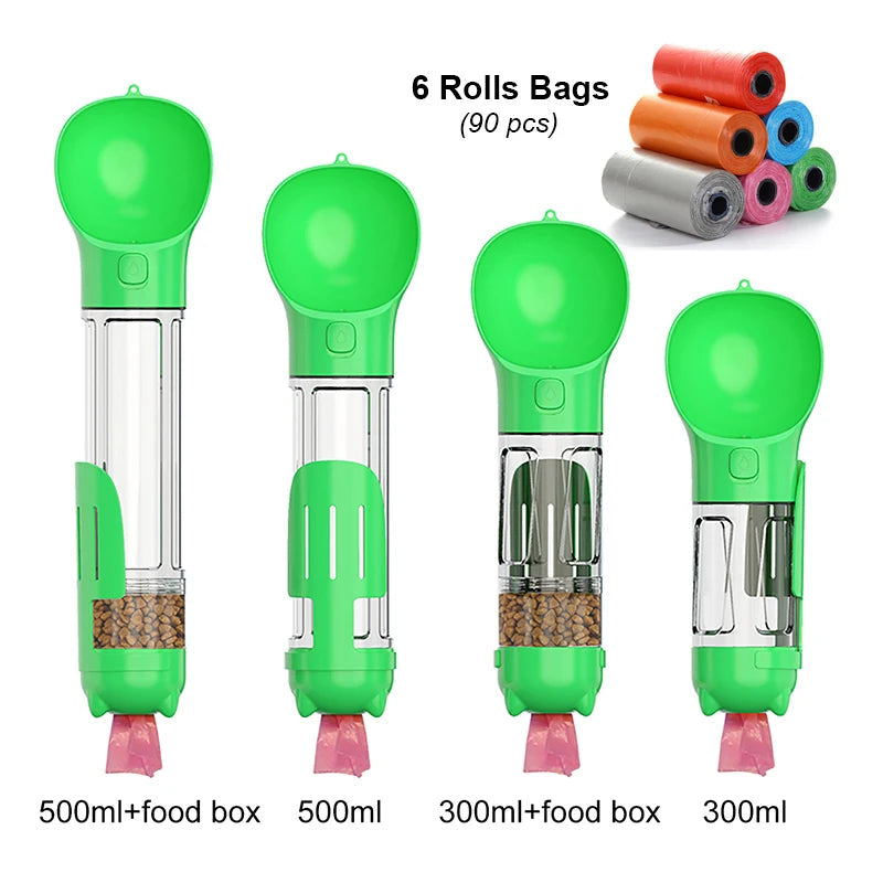 3-in-1 Multifunctional Portable Pet Water Bottle and Food Feeder with Leak-Proof Poop Dispenser