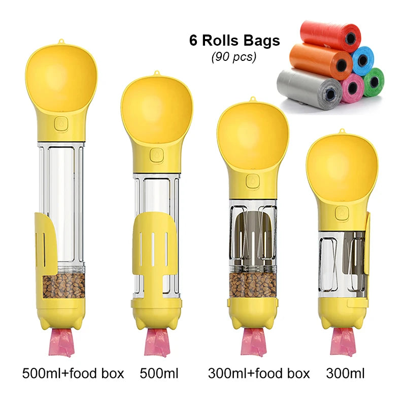 3-in-1 Multifunctional Portable Pet Water Bottle and Food Feeder with Leak-Proof Poop Dispenser