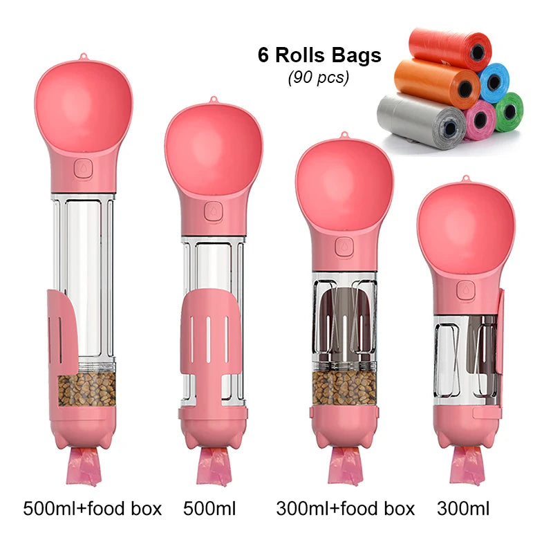 3-in-1 Multifunctional Portable Pet Water Bottle and Food Feeder with Leak-Proof Poop Dispenser