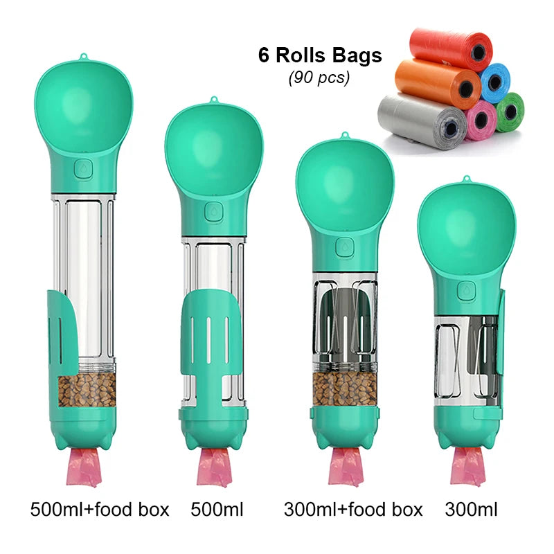 3-in-1 Multifunctional Portable Pet Water Bottle and Food Feeder with Leak-Proof Poop Dispenser
