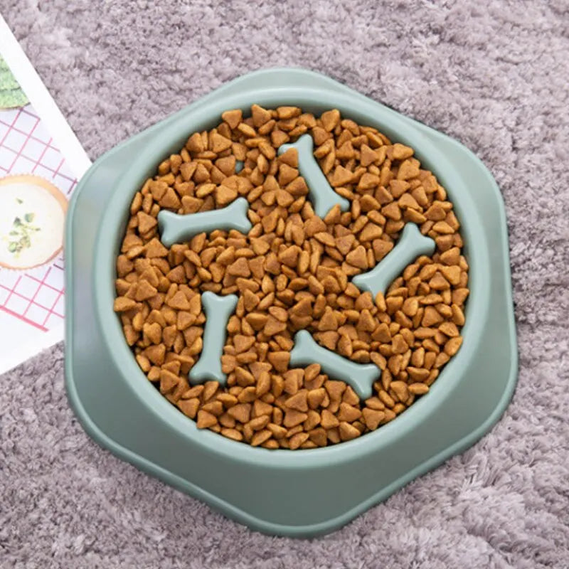 Slow feeder pet bowl with maze-style ridges