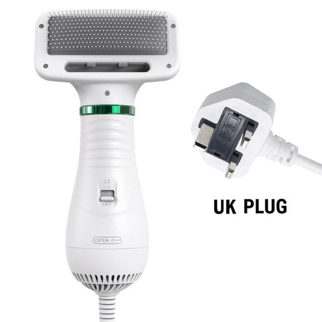 Portable 2-in-1 dog hair dryer and grooming comb