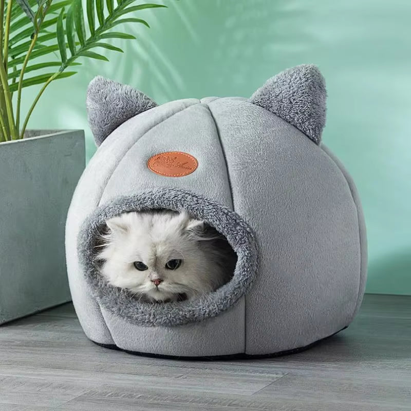 Winter Cozy Cave Nest for Cats and Small Dogs - Deep Sleep Comfort Indoor Mat Basket