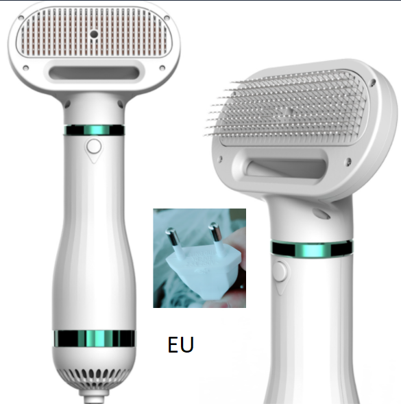 Portable 2-in-1 dog hair dryer and grooming comb