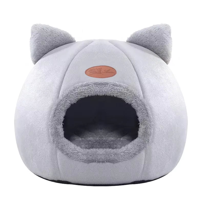 Cozy enclosed cave bed for cats and small dogs